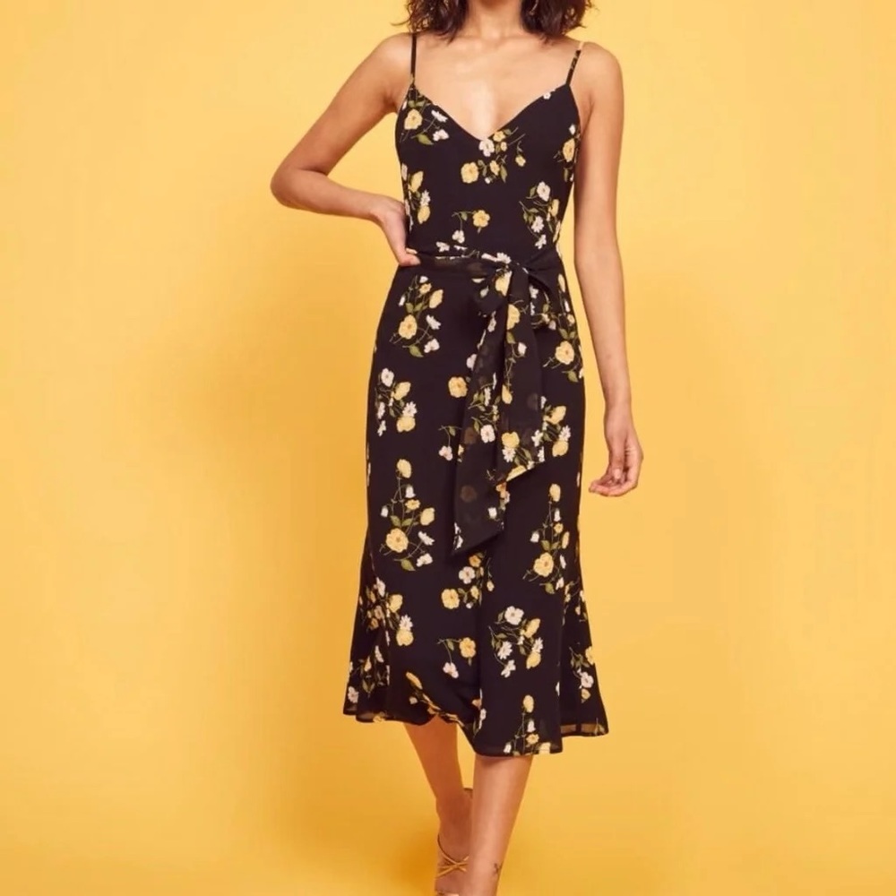 Reformation Black Floral Dress